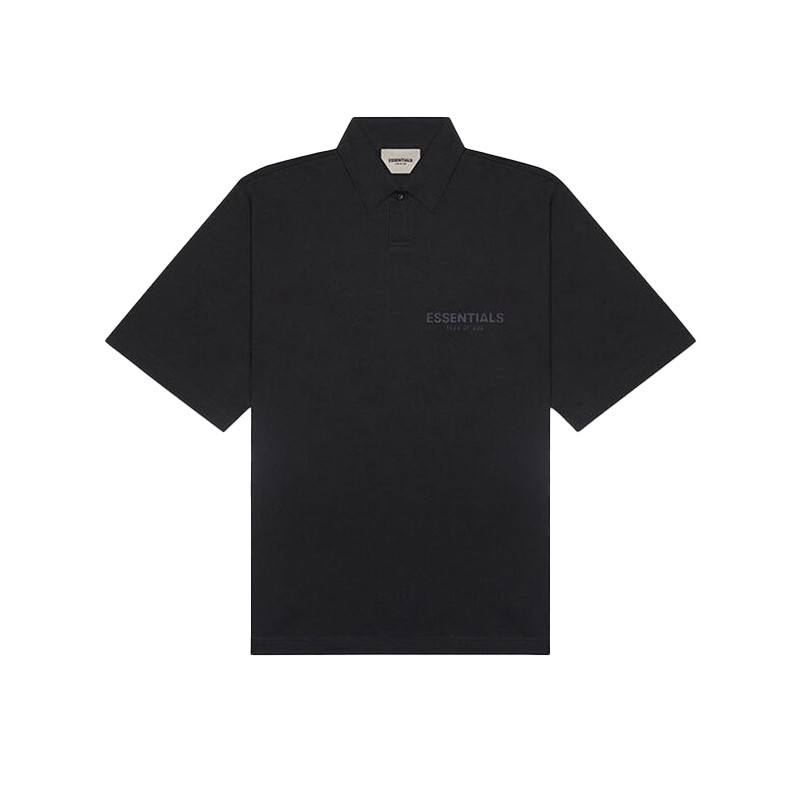 FEAR OF GOD ESSENTIALS Short Sleeve Boxy Hearther Black Polo