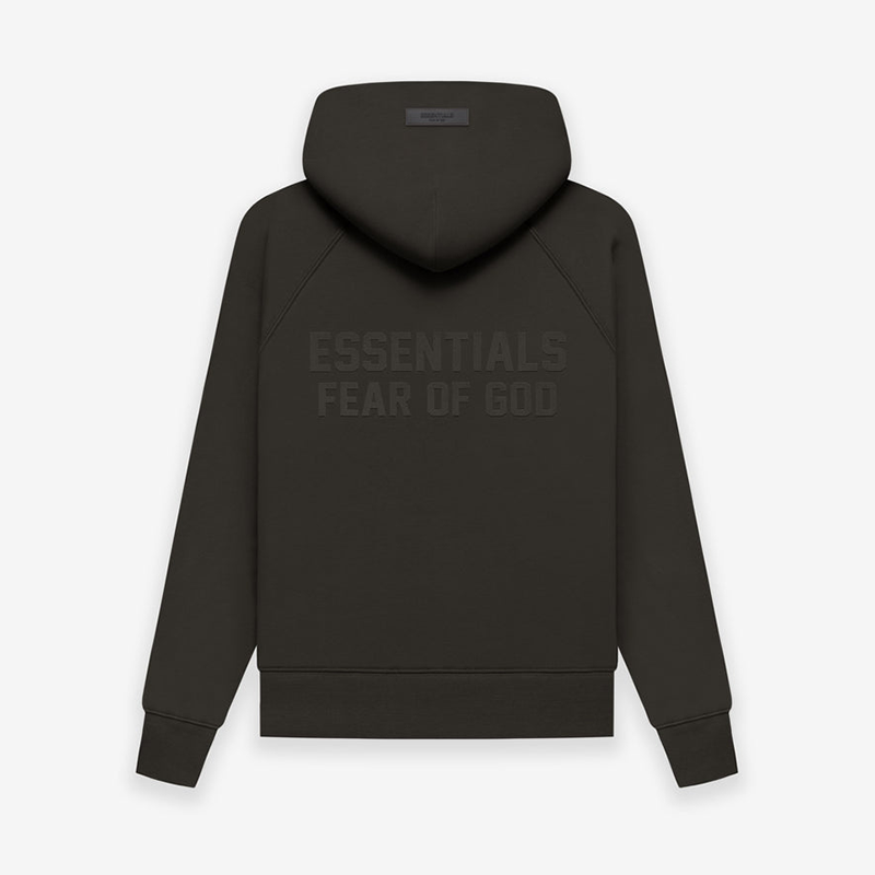 Fear Of God Essentials Off Black Fullzip Hoodie