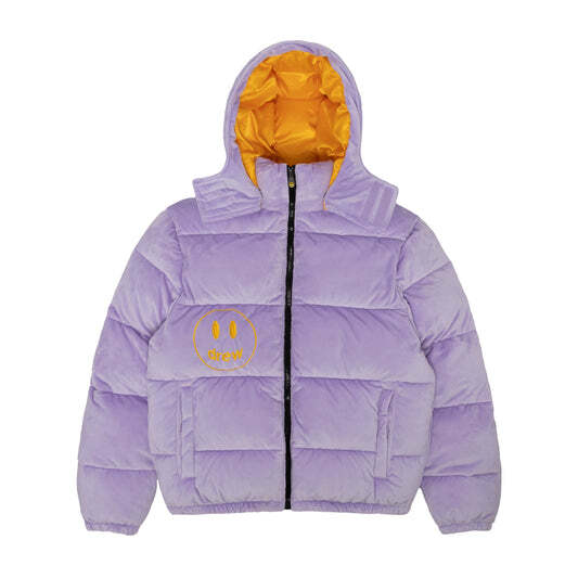 Drew House Plush Hooded Puffer Jacket Lavender